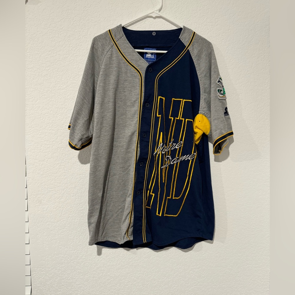 Mens Vintage Starter Notre Dame Fighting Irish button up